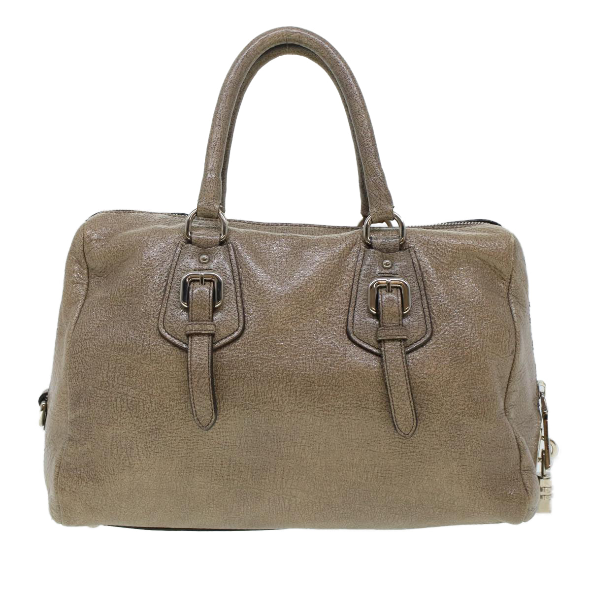 PRADA Hand Bag Leather Gray Auth am4570 - 0