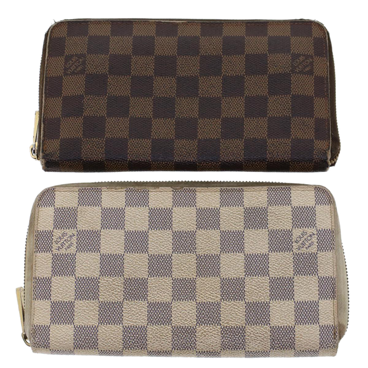 LOUIS VUITTON Damier Ebene Azur Zippy Wallet Long Wallet 2Set LV Auth am4572