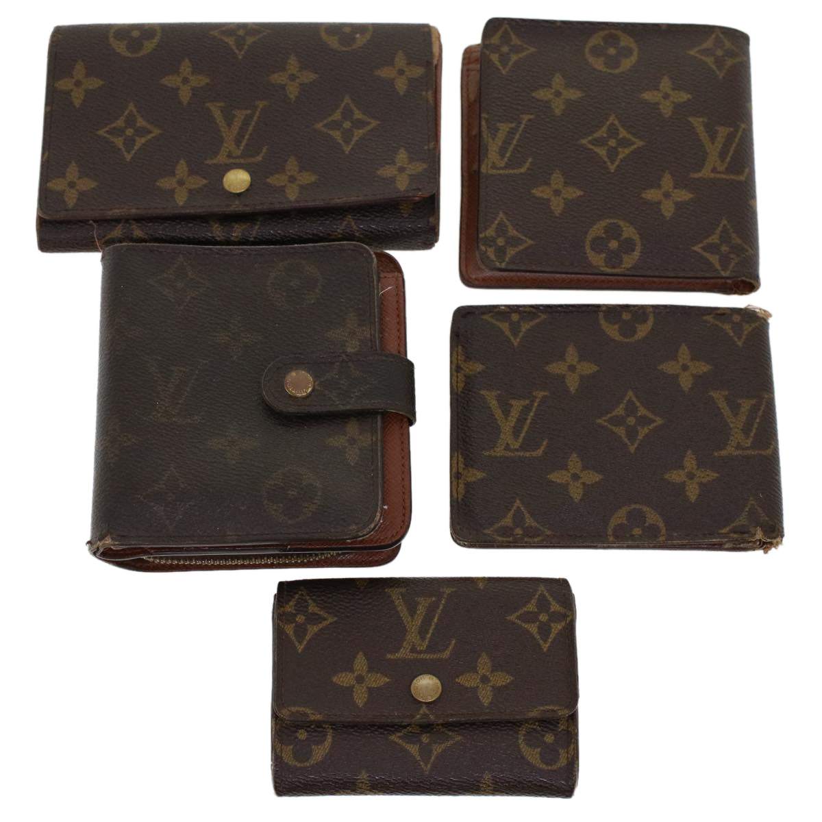 LOUIS VUITTON Monogram Coin Purse Wallet 5Set LV Auth am4574