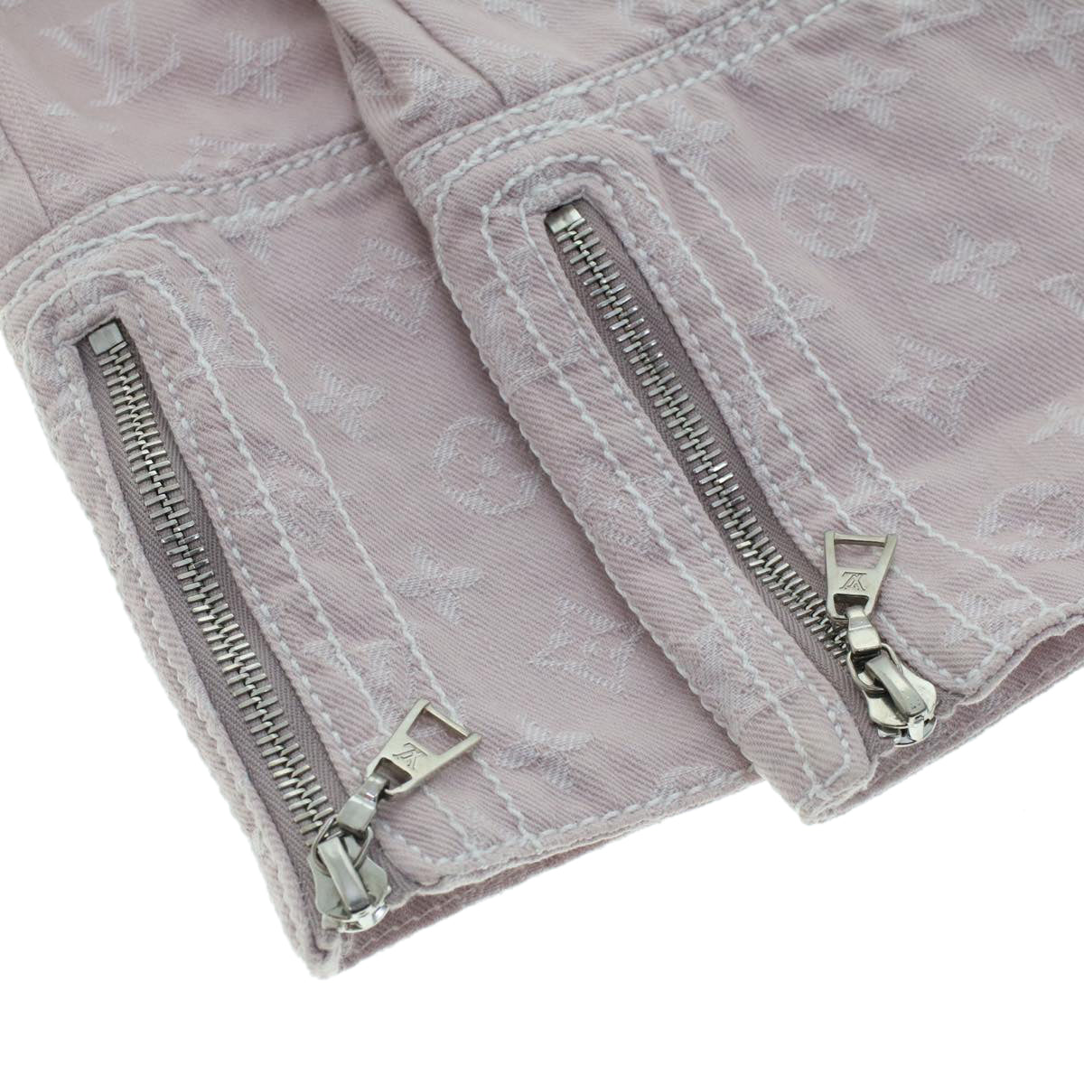 LOUIS VUITTON Monogram Denim Capri Pants 38 Pink LV Auth am4578