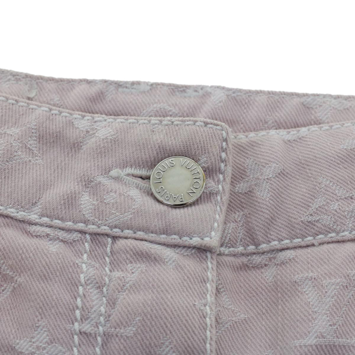 LOUIS VUITTON Monogram Denim Capri Pants 38 Pink LV Auth am4578