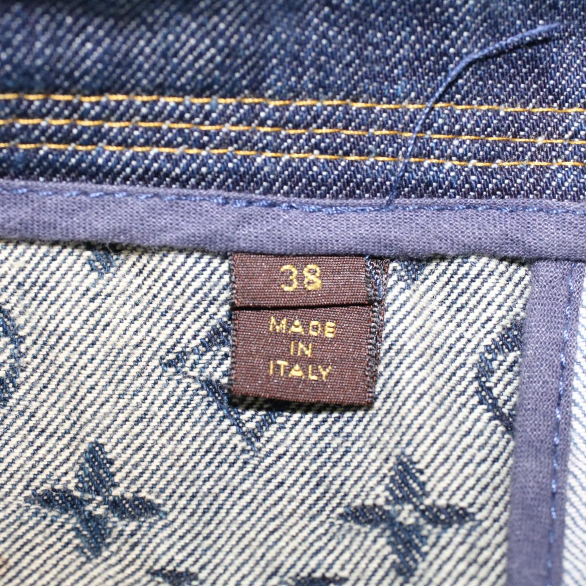 LOUIS VUITTON Monogram Denim Capri Pants 38 Navy LV Auth am4579