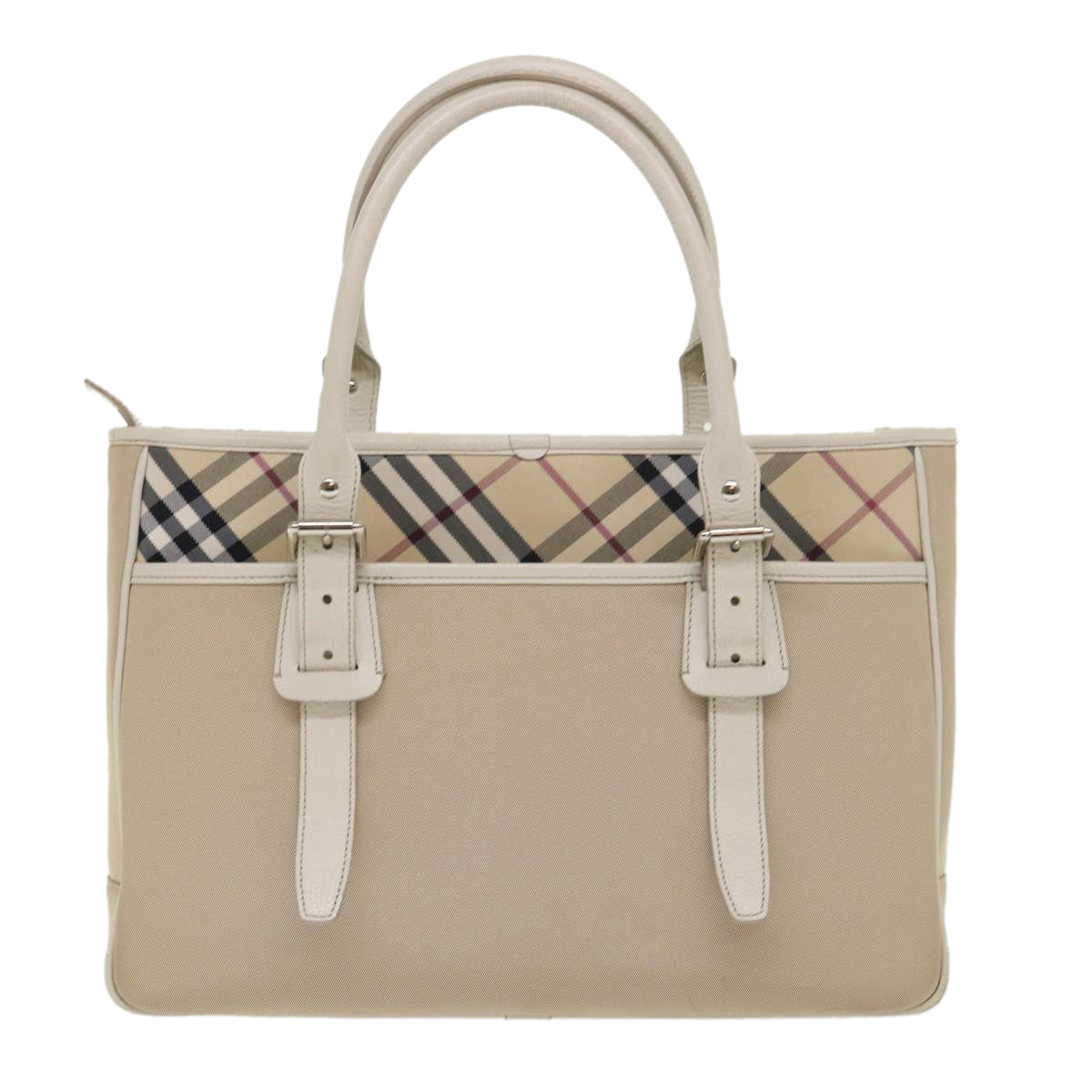 BURBERRY Nova Check Shoulder Bag Nylon Leather Beige Auth am4592