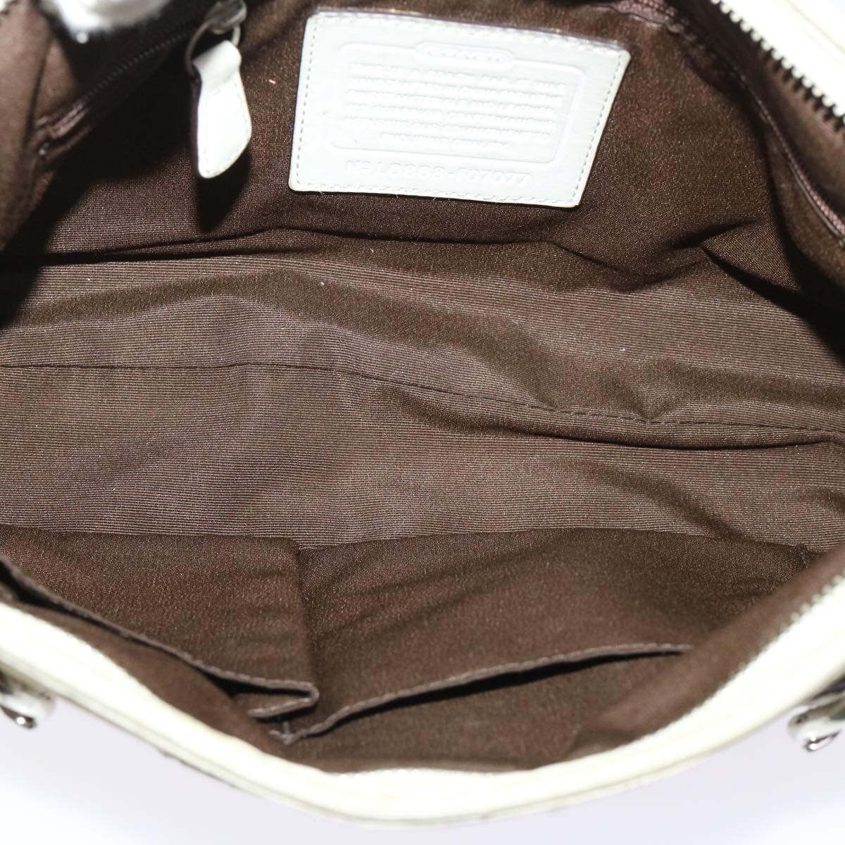 Coach Signature Shoulder Bag Canvas Leather Beige Auth am4603
