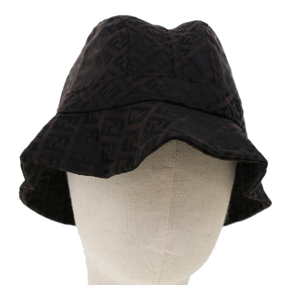 FENDI Zucchino Canvas Hat M Brown Auth am4612