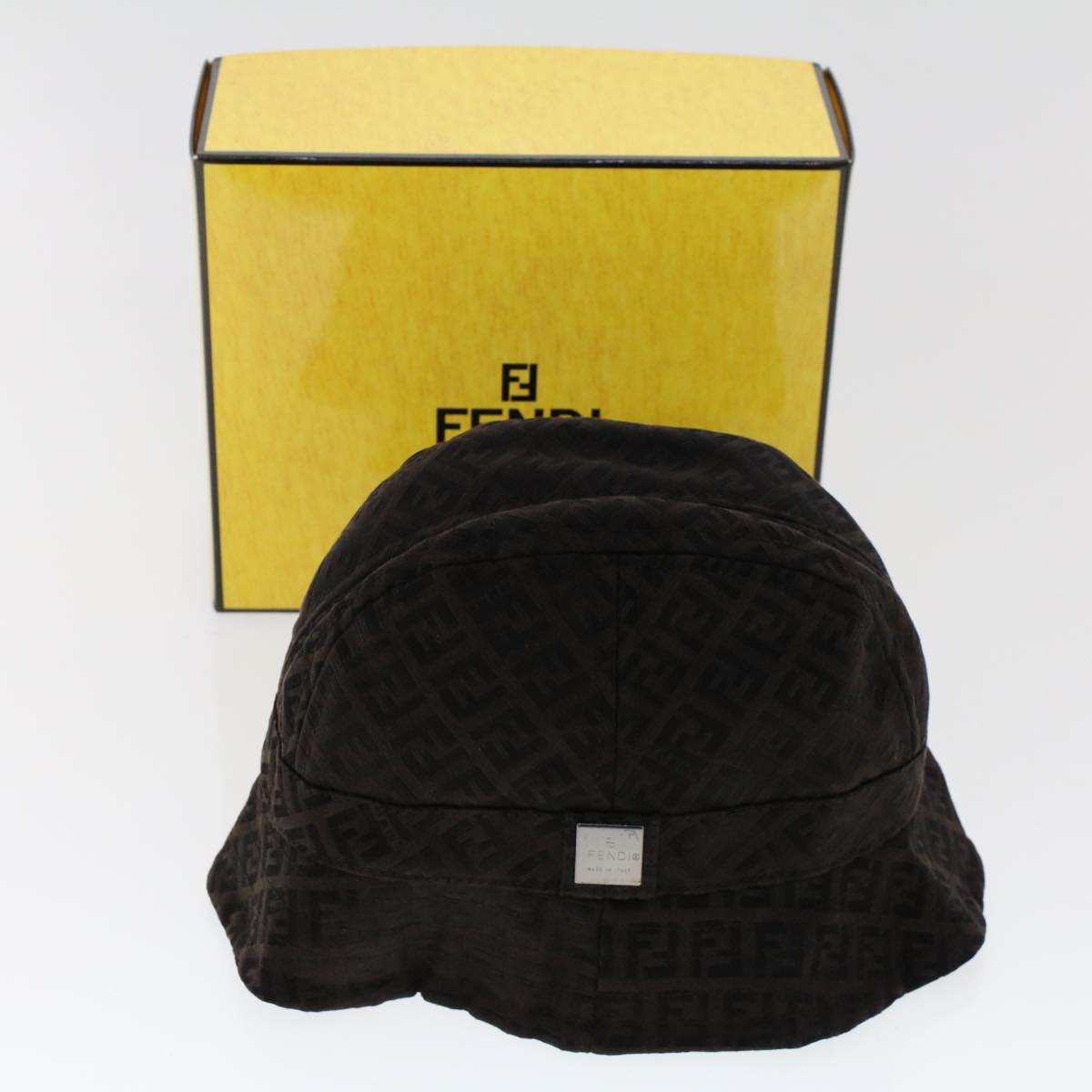 FENDI Zucchino Canvas Hat M Brown Auth am4612