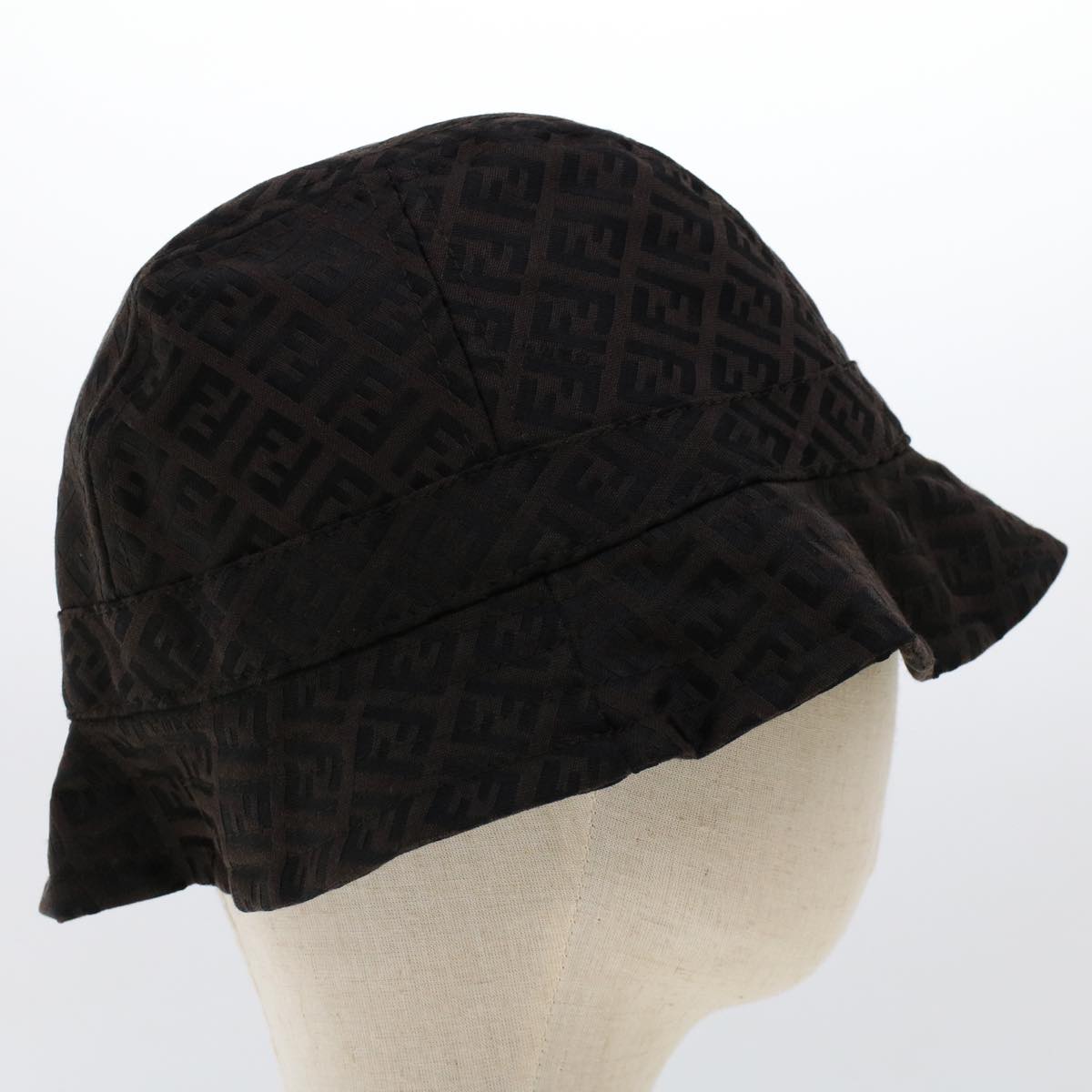 FENDI Zucchino Canvas Hat M Brown Auth am4612