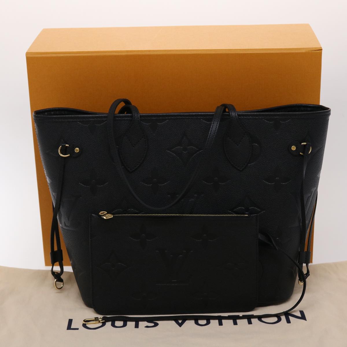 LOUIS VUITTON Monogram Empreinte Giant Neverfull MM Tote Bag Noir M45685 am4613A