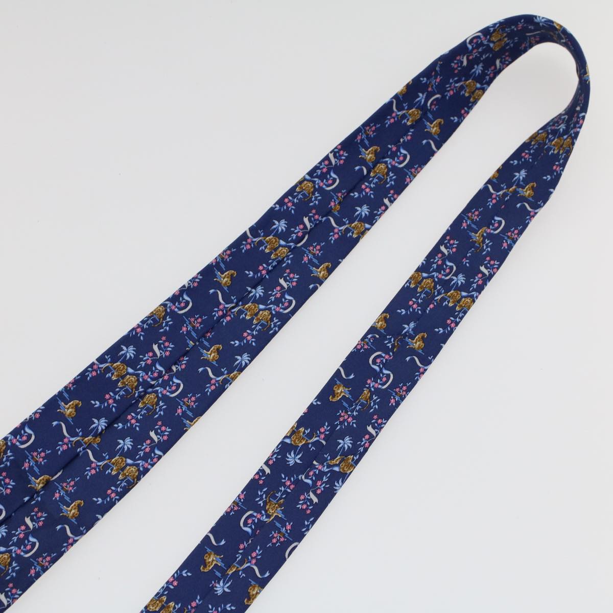 Salvatore Ferragamo Bulgari Necktie Silk 5Set Blue Navy yellow Auth am4633