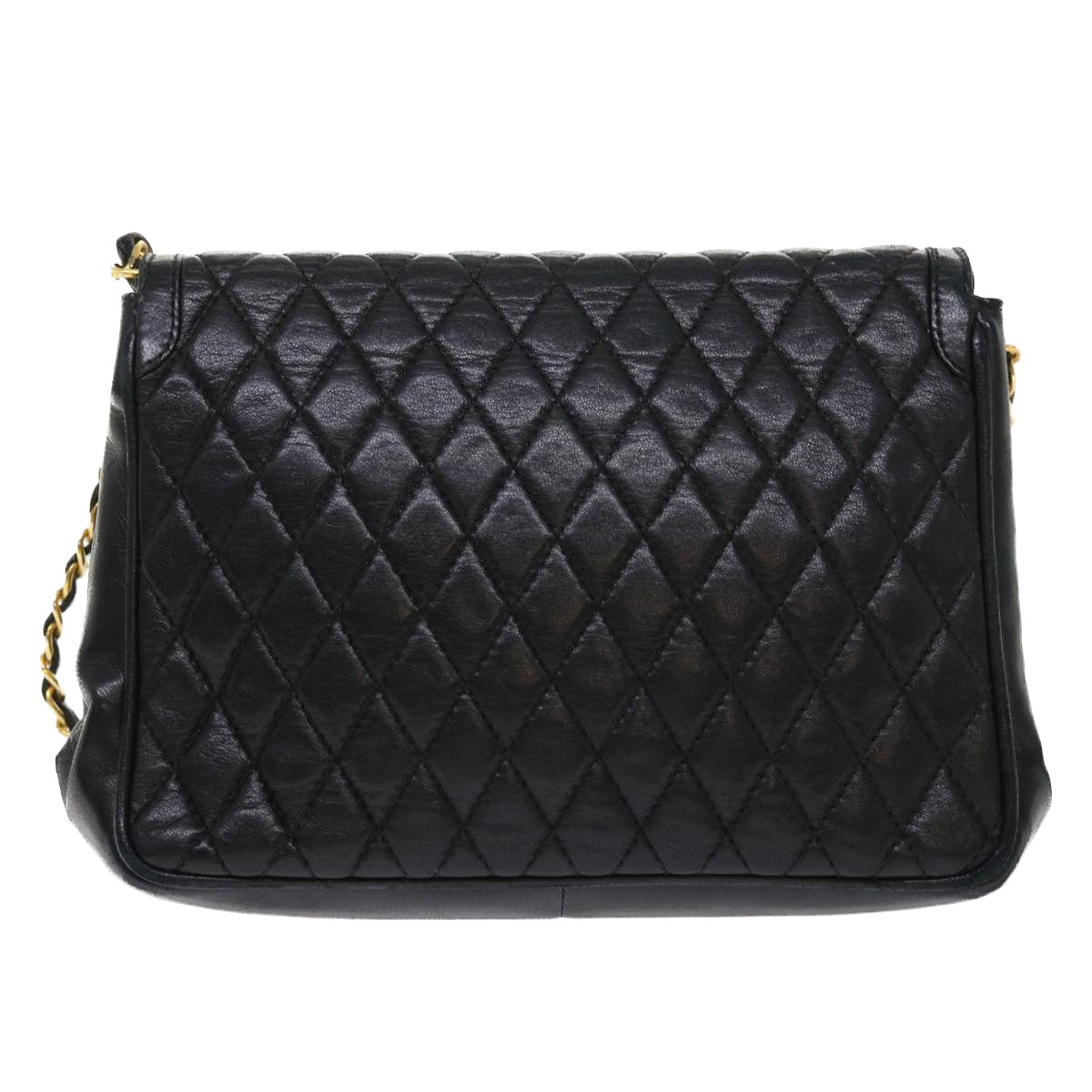 BALLY Chain Quilted Shoulder Bag Leather Black Auth am4635