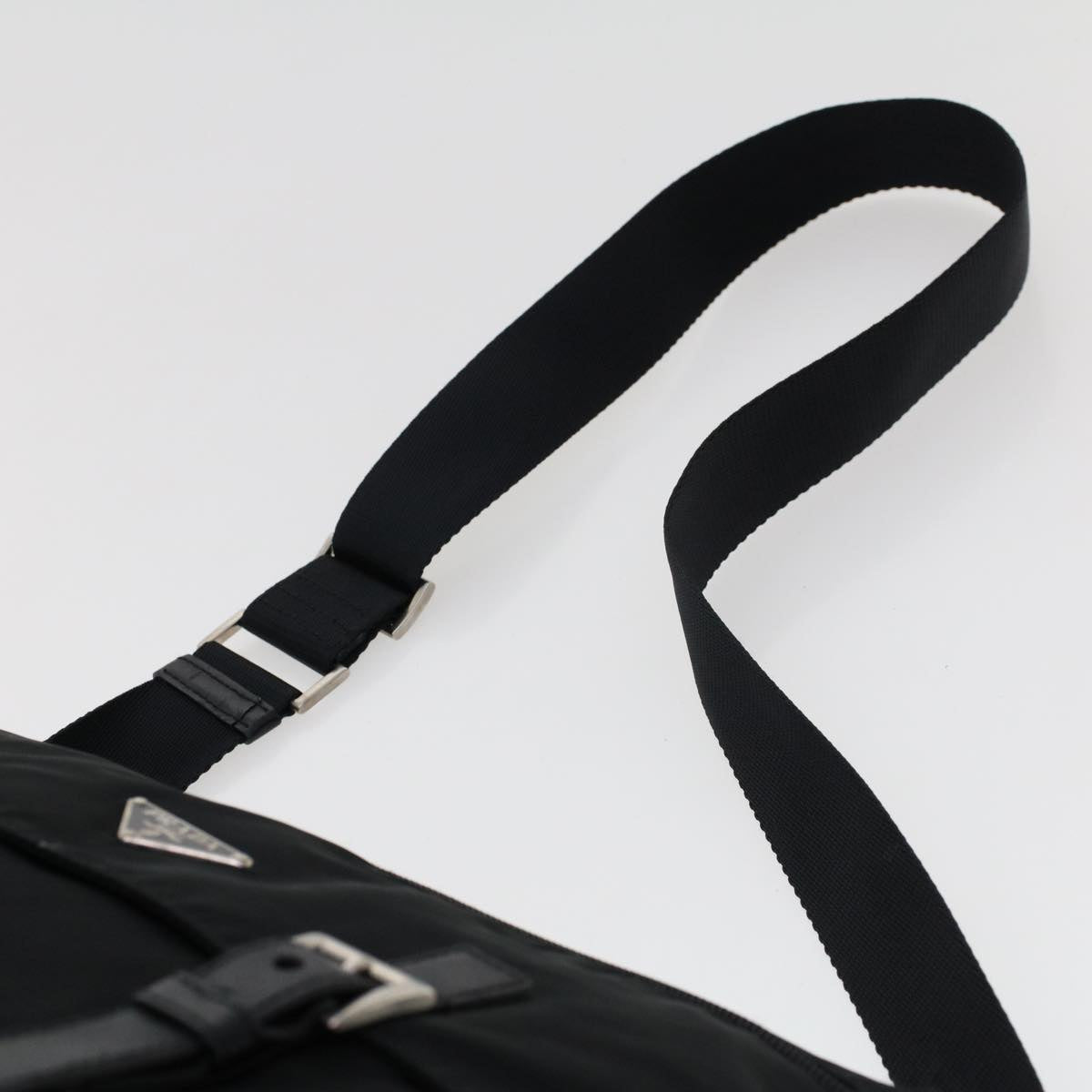PRADA Shoulder Bag Nylon Leather Black Auth am4646