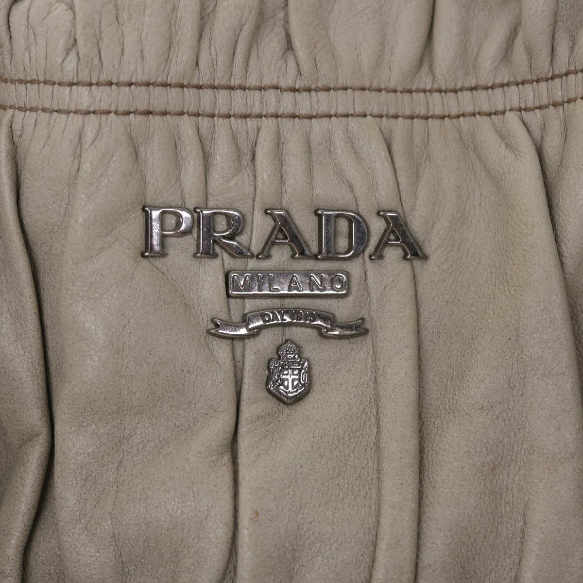 PRADA Hand Bag Leather 2way Gray Auth am4653