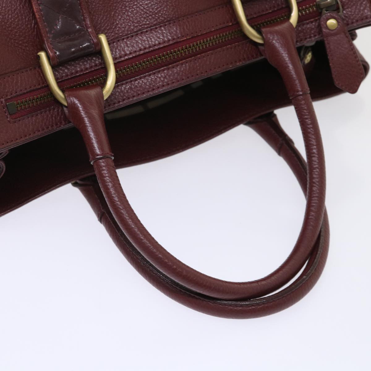 BURBERRY Hand Bag Leather Red Auth am4670