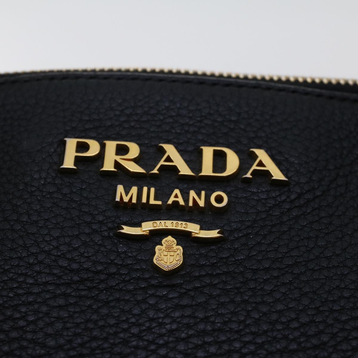 PRADA Hand Bag Leather Black Auth am4677