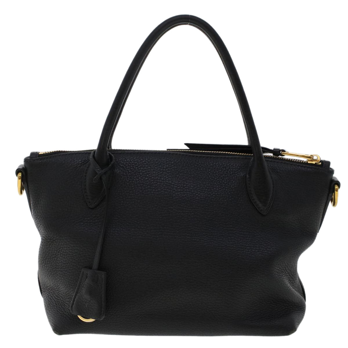 PRADA Hand Bag Leather Black Auth am4677 - 0