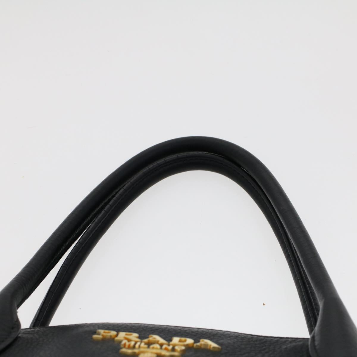 PRADA Hand Bag Leather Black Auth am4677