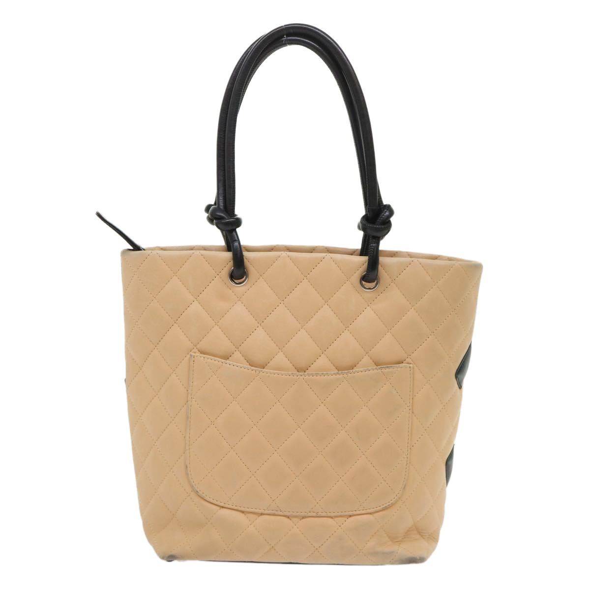 CHANEL Cambon Line Tote Bag Leather Beige CC Auth am4685 - 0