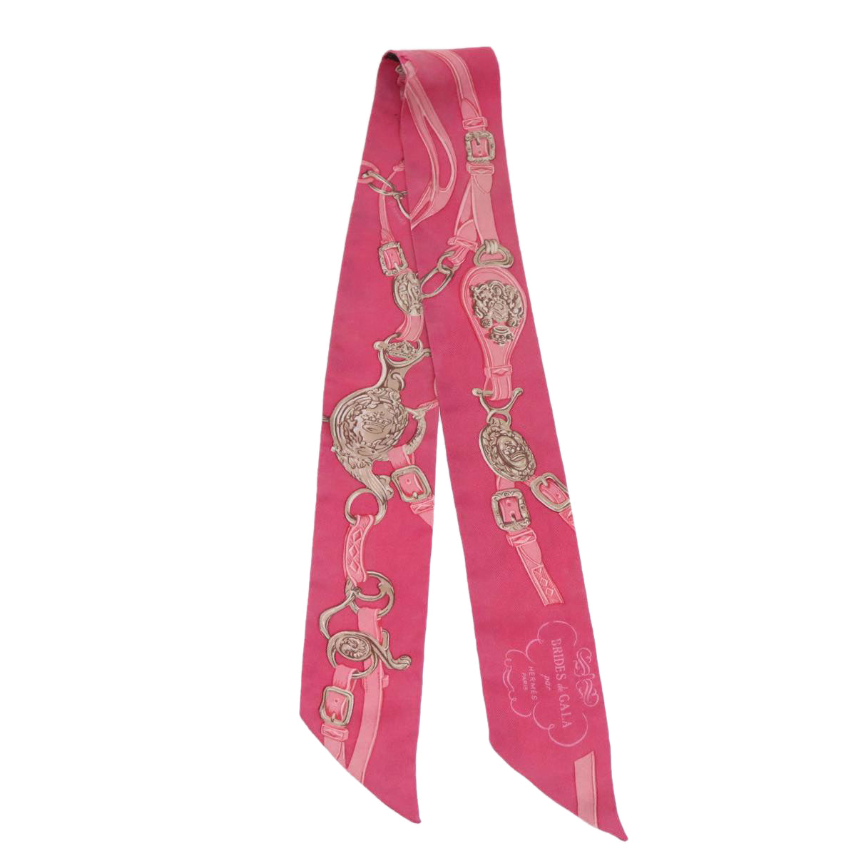 HERMES Twilly Scarf Silk Pink Auth am4687 - 0