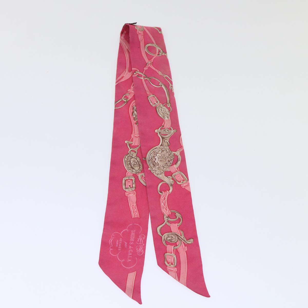 HERMES Twilly Scarf Silk Pink Auth am4687