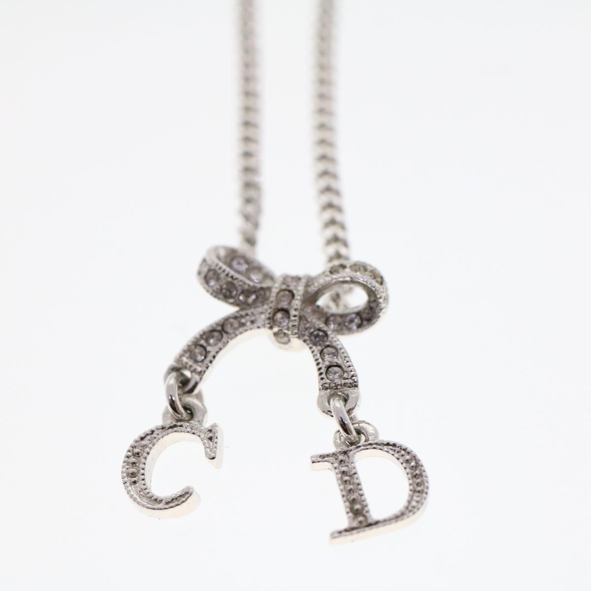 Christian Dior Necklace Silver Auth am4692