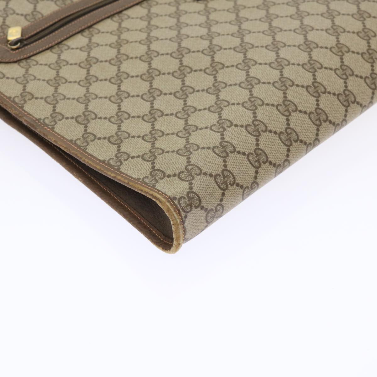 GUCCI GG Canvas Clutch Bag PVC Leather Beige 89.20.004 Auth am4697