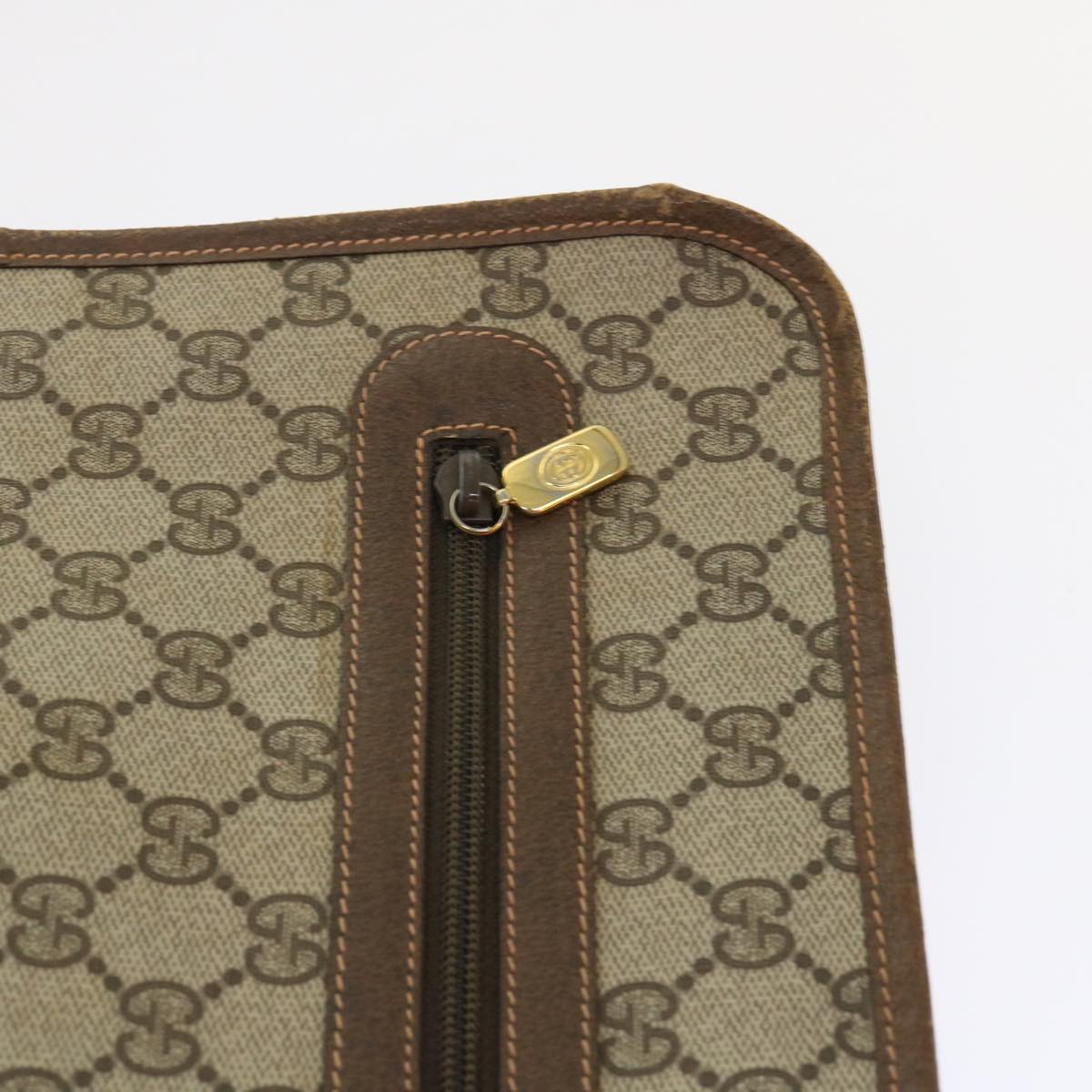 GUCCI GG Canvas Clutch Bag PVC Leather Beige 89.20.004 Auth am4697