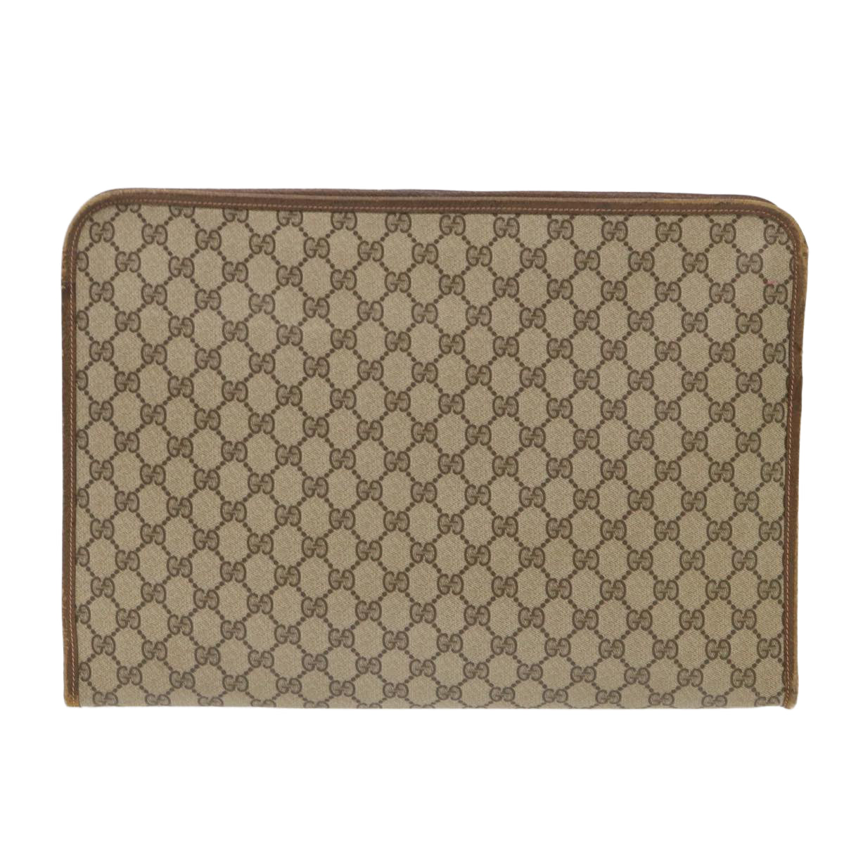 GUCCI GG Canvas Clutch Bag PVC Leather Beige 89.20.004 Auth am4697 - 0