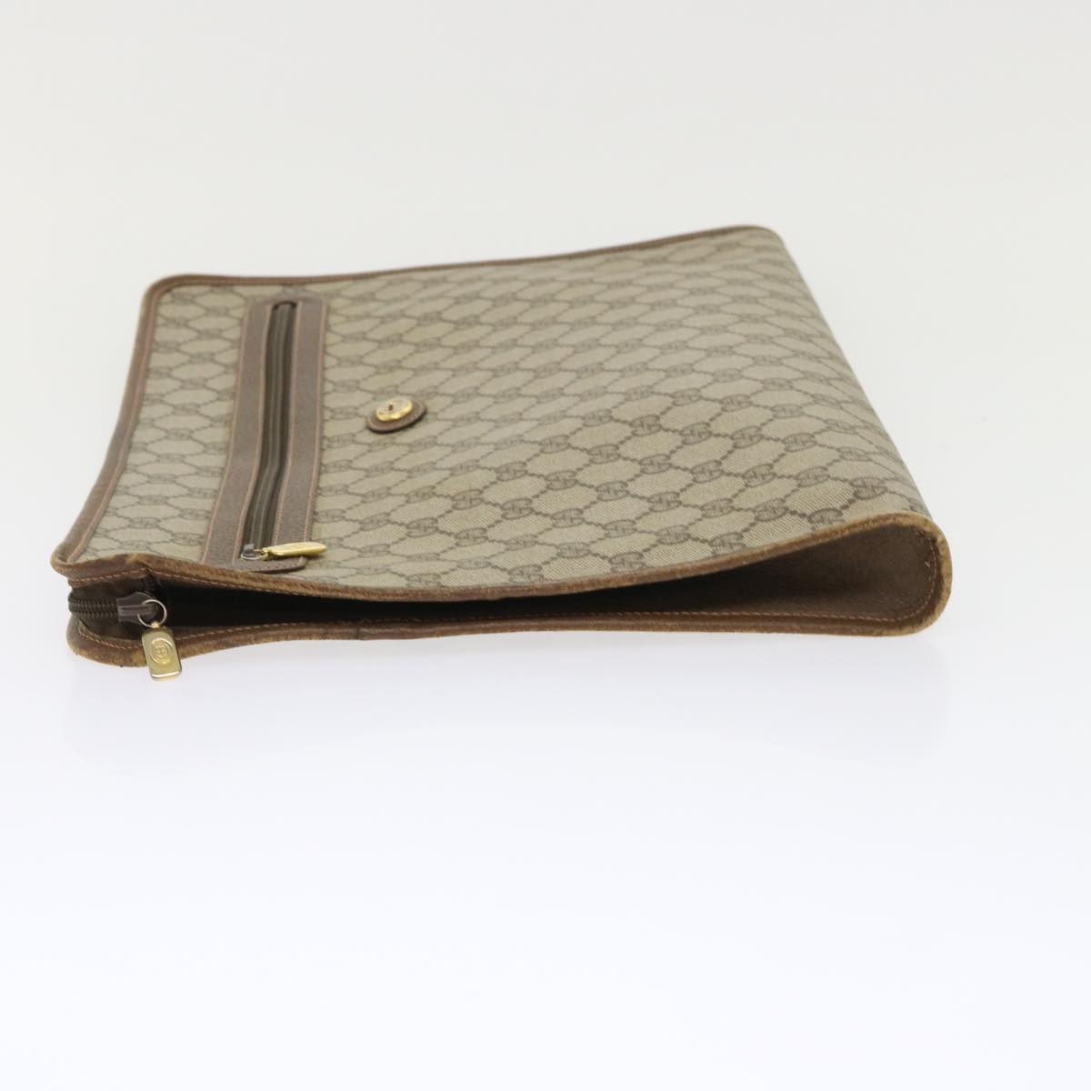 GUCCI GG Canvas Clutch Bag PVC Leather Beige 89.20.004 Auth am4697