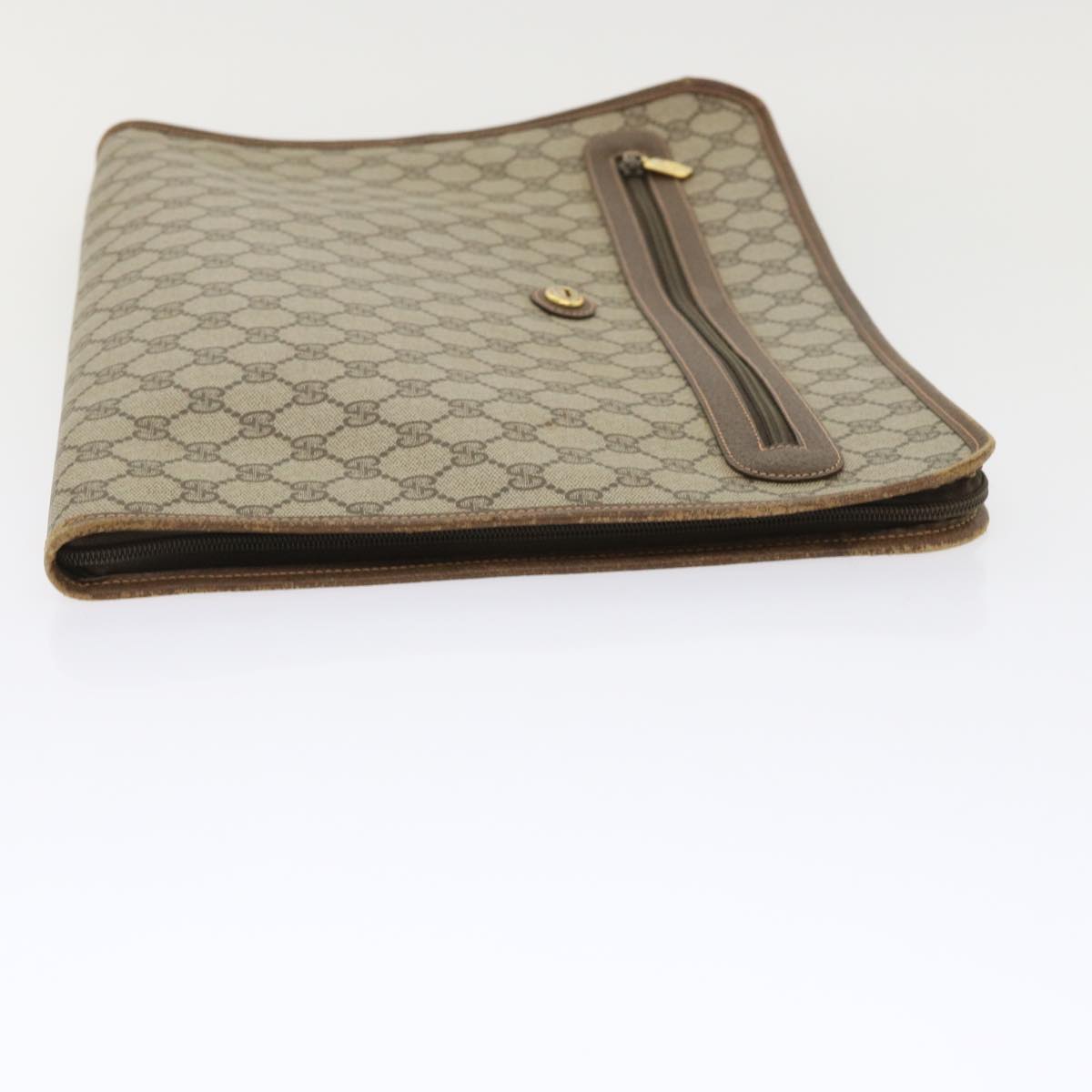 GUCCI GG Canvas Clutch Bag PVC Leather Beige 89.20.004 Auth am4697