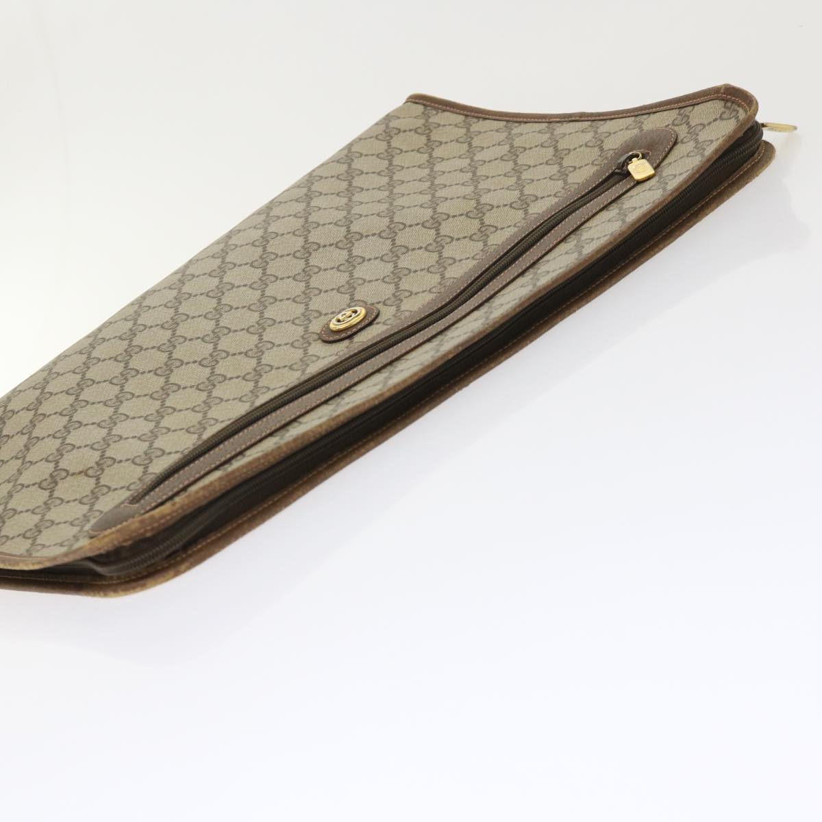 GUCCI GG Canvas Clutch Bag PVC Leather Beige 89.20.004 Auth am4697