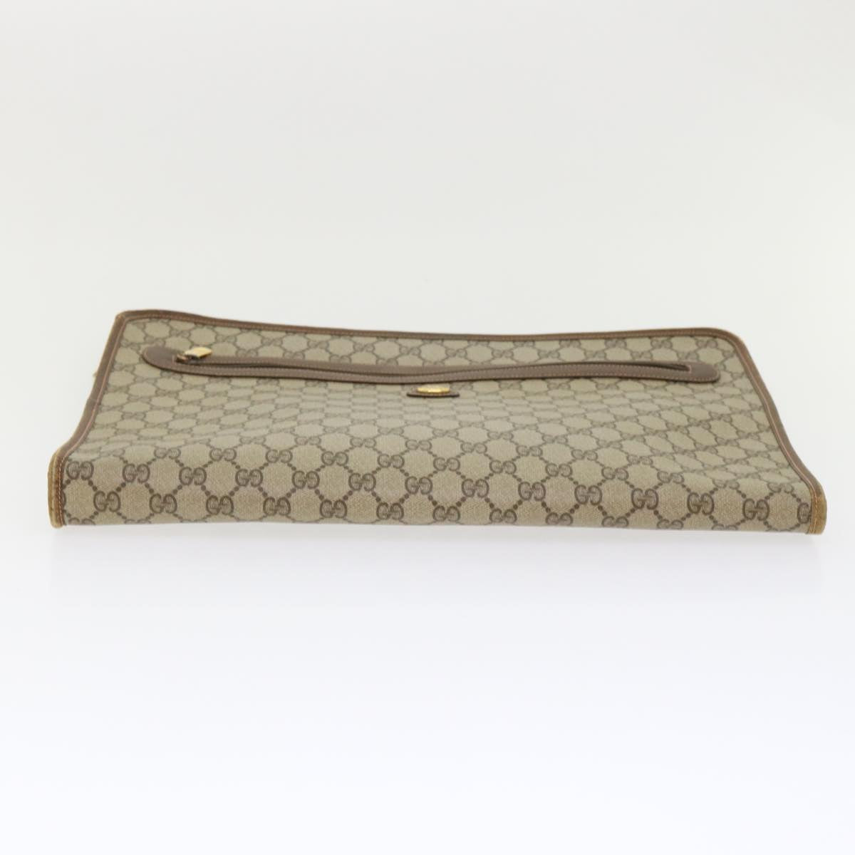 GUCCI GG Canvas Clutch Bag PVC Leather Beige 89.20.004 Auth am4697