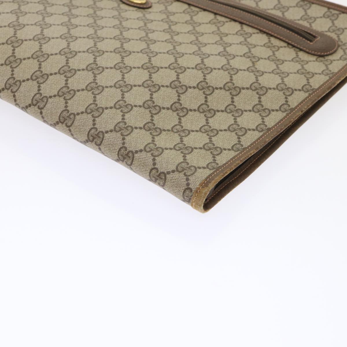 GUCCI GG Canvas Clutch Bag PVC Leather Beige 89.20.004 Auth am4697