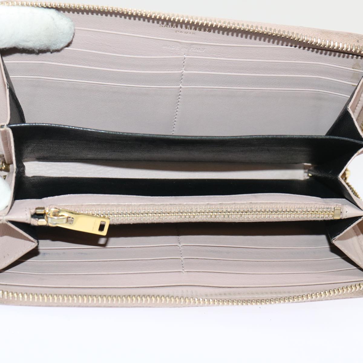 SAINT LAURENT Wallet Leather Pink Auth am4705