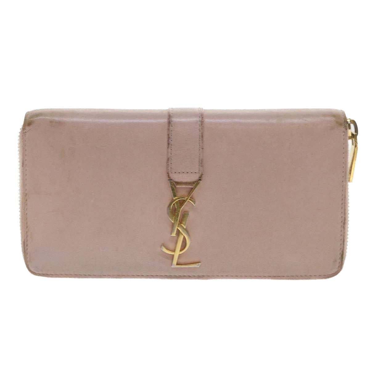 SAINT LAURENT Wallet Leather Pink Auth am4705
