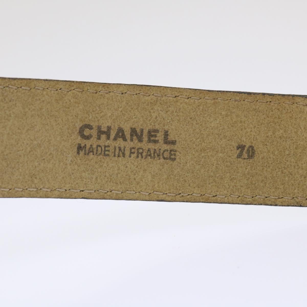 CHANEL COCO Mark Belt Leather 33.1"" Beige CC Auth am4714