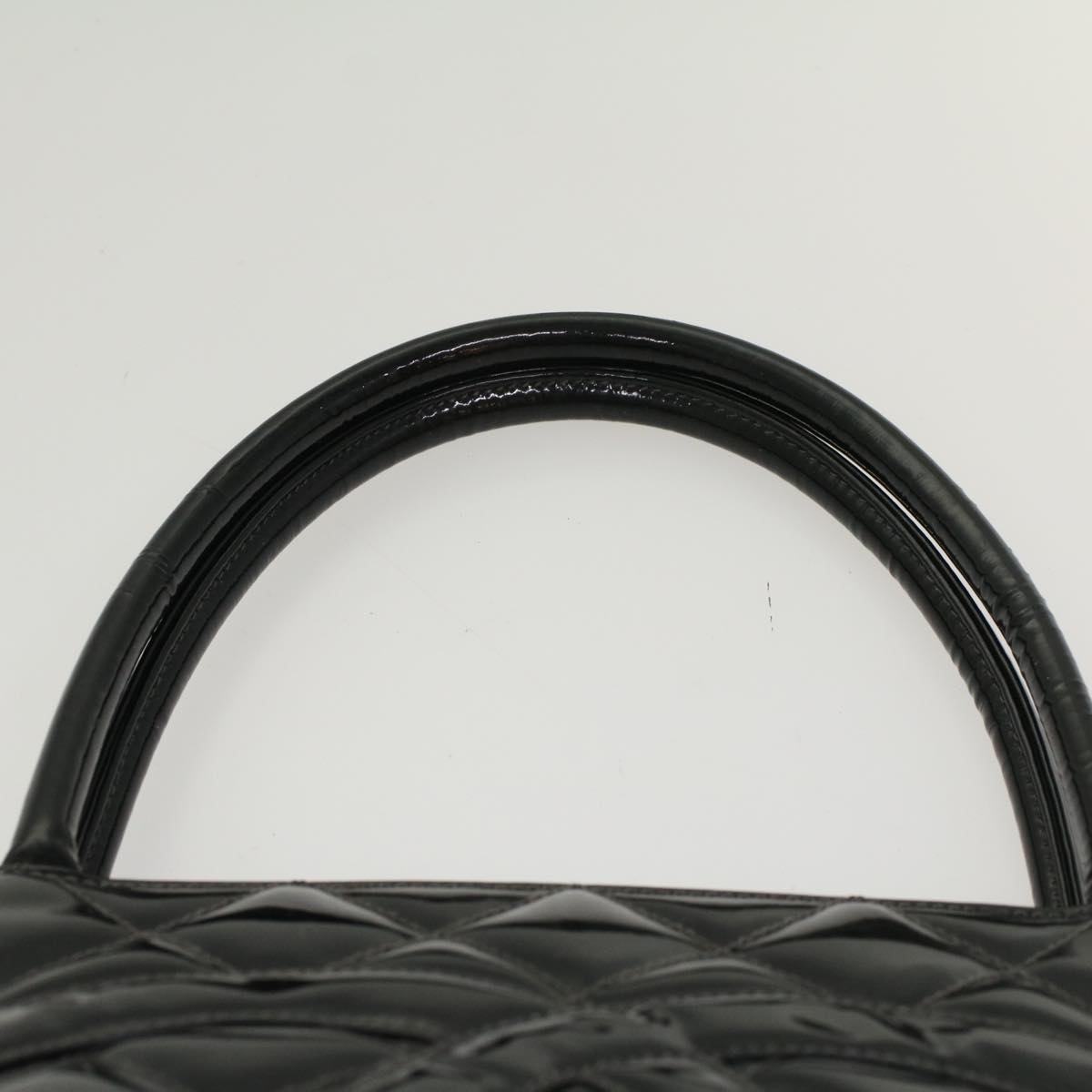 CHANEL Tote Bag Patent leather Reprint Edition Black CC Auth am4745