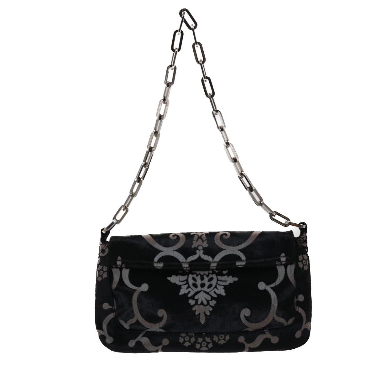 GUCCI Chain Shoulder Bag Velor Black 0013829 Auth am4747 - 0