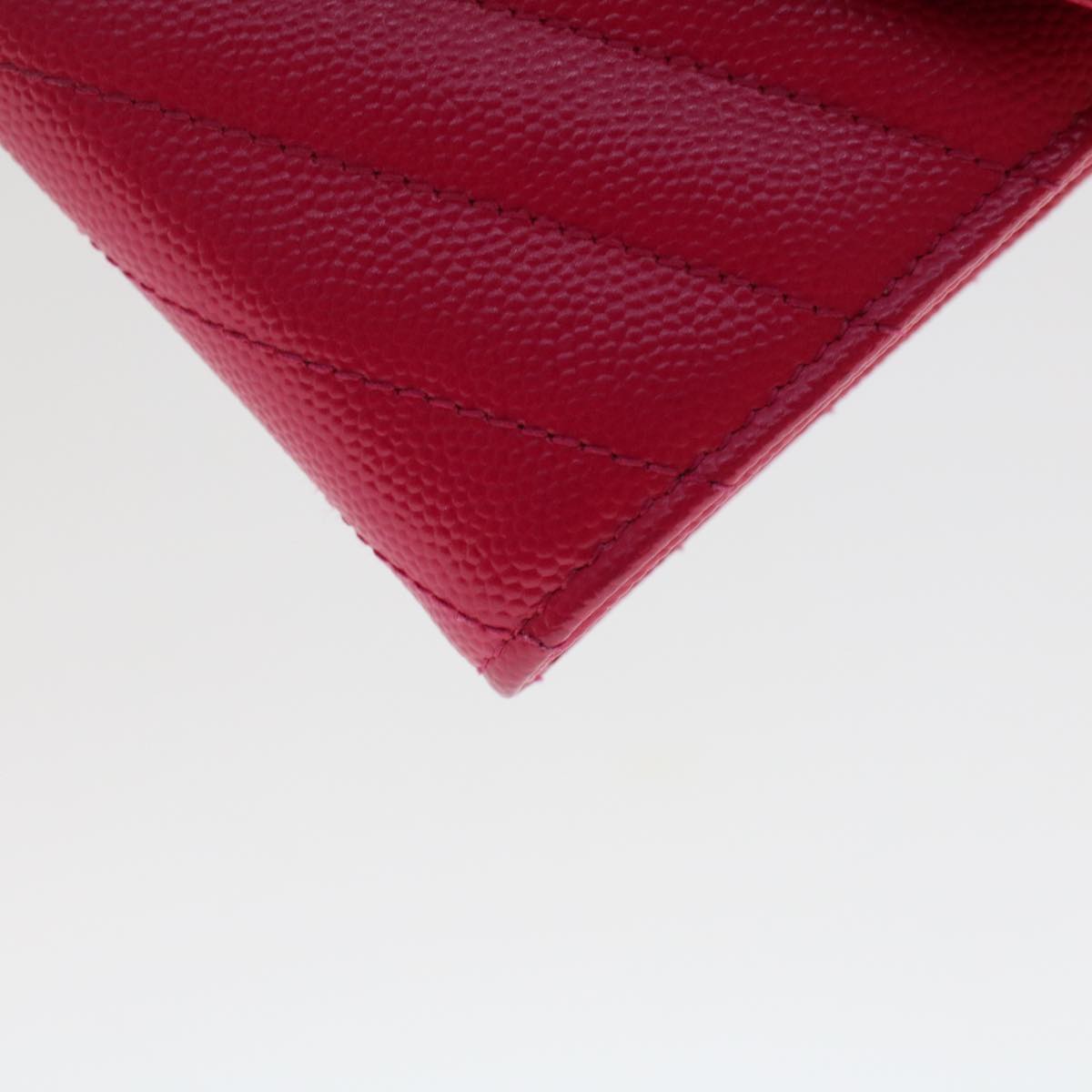 SAINT LAURENT V Stitch Wallet Leather Pink CFP372264 Auth am4748