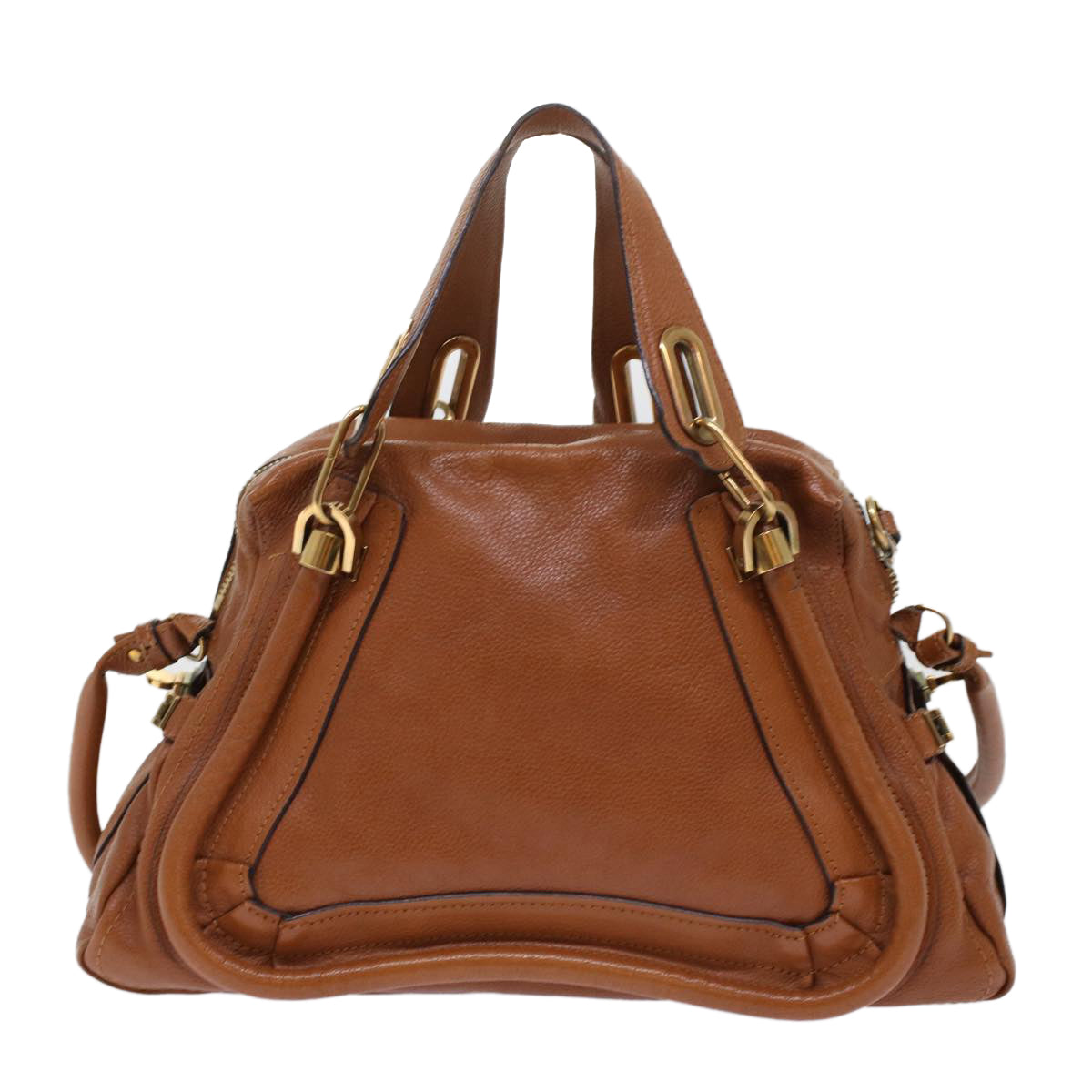 Chloe Paraty Shoulder Bag Leather 2way Brown Auth am4763 - 0
