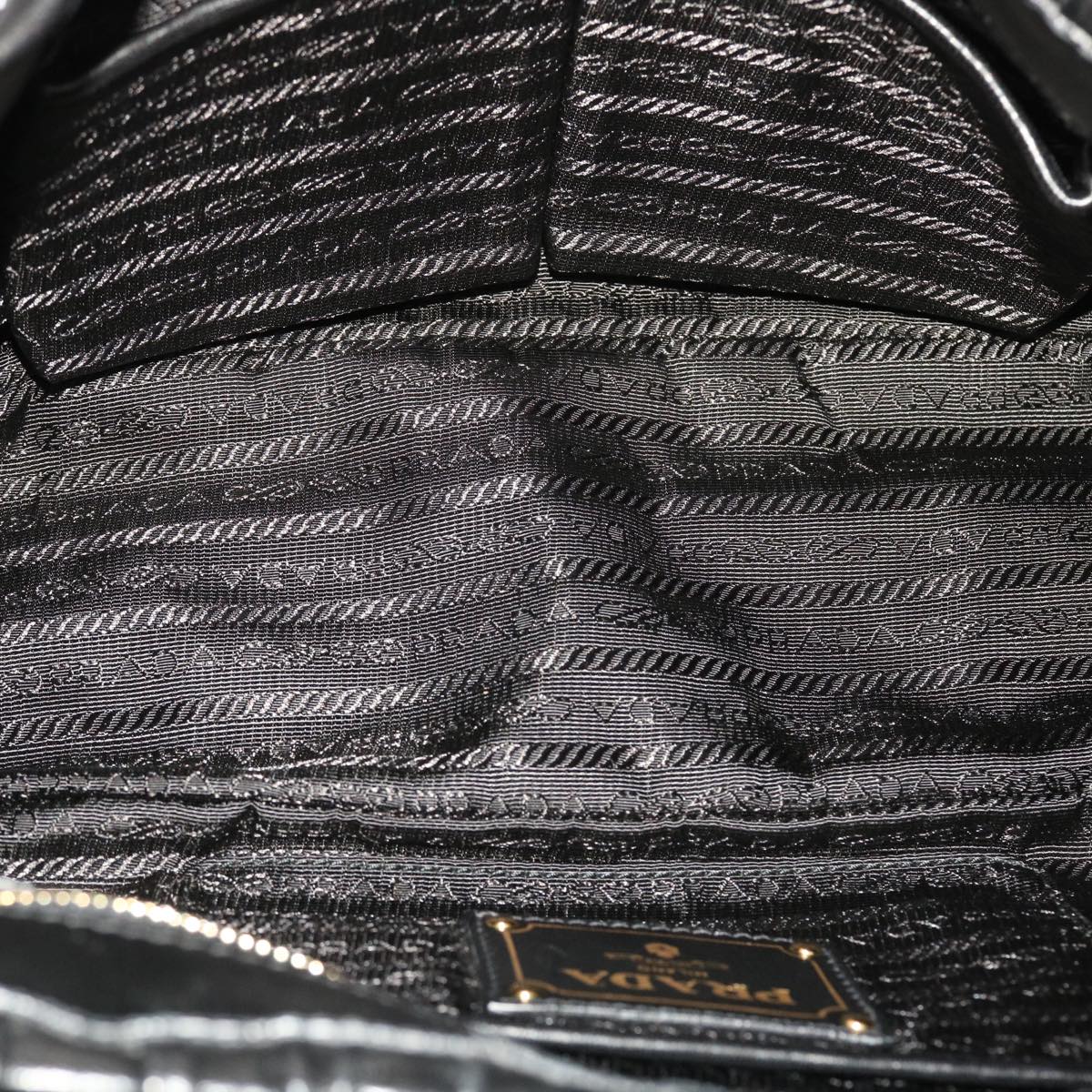 PRADA Chain Shoulder Bag Leather Black BR4695 Auth am4776