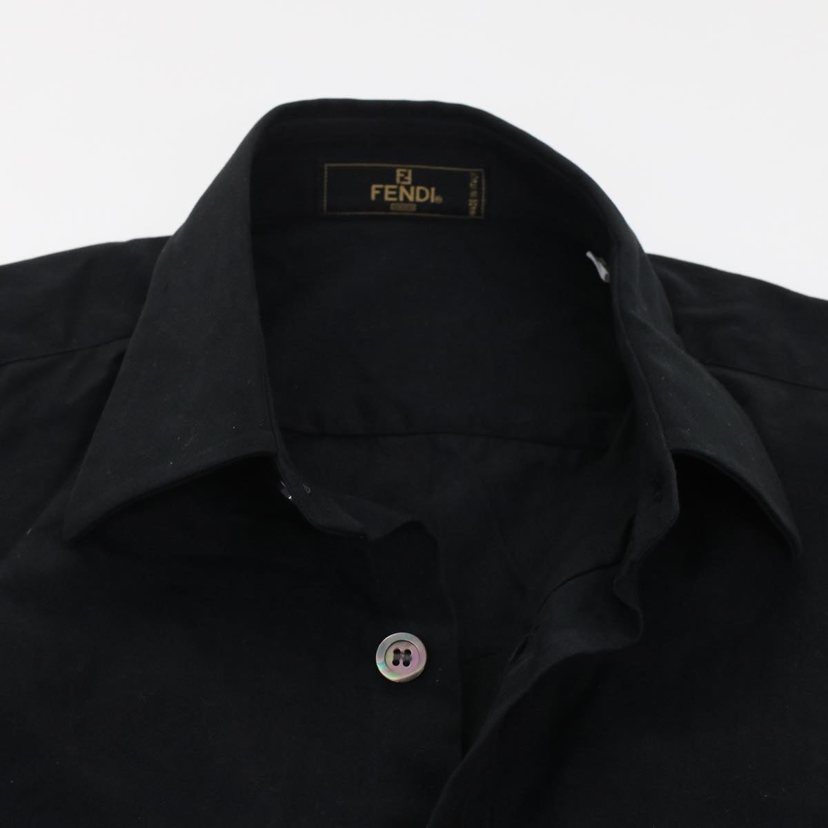 FENDI Shirt Cotton 15.5/39 Black Auth am4785