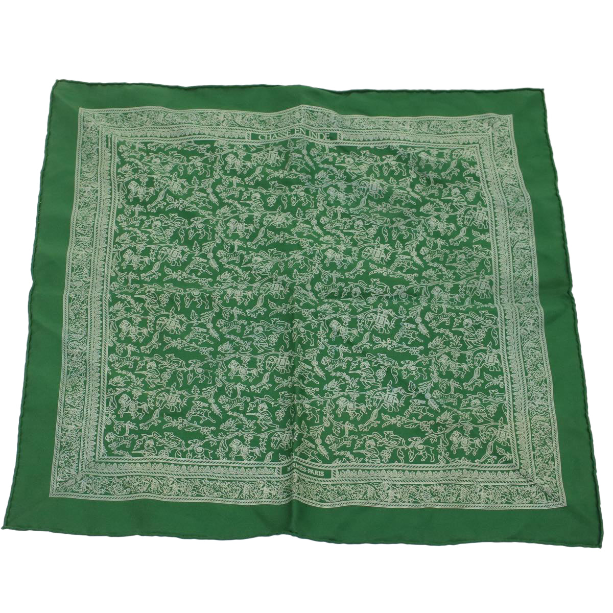 HERMES Twilly Handkerchief Silk 2Set Green Auth am4823 - 0