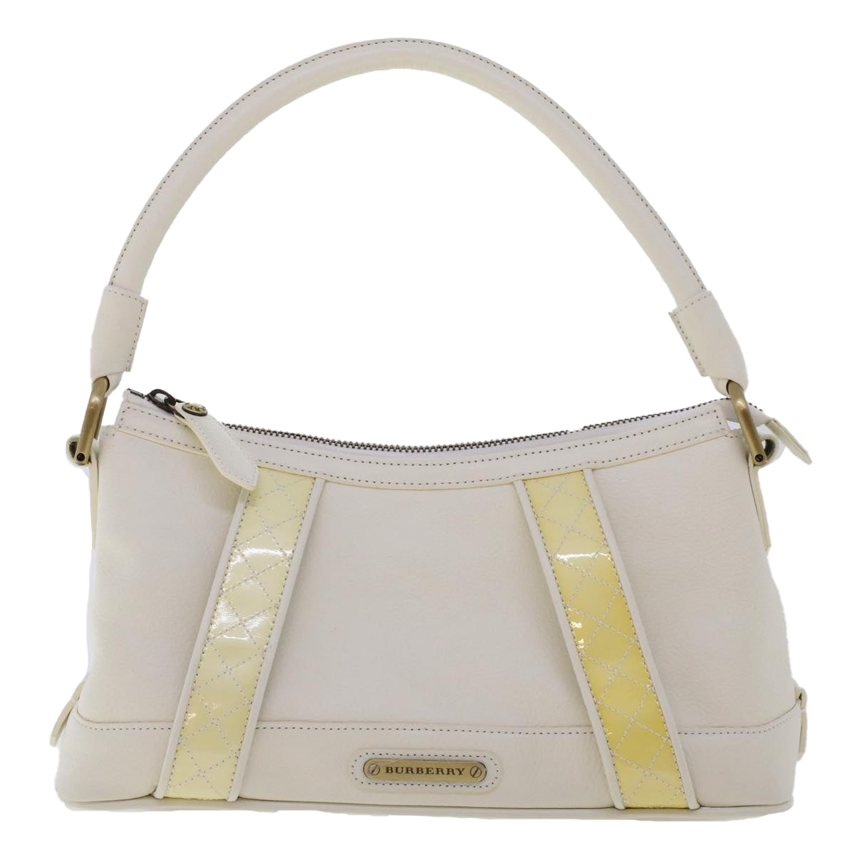 BURBERRY Shoulder Bag Leather White Auth am4832