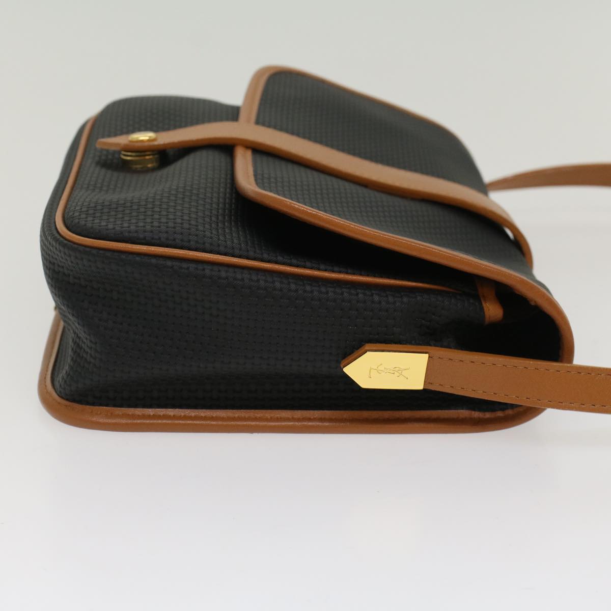 SAINT LAURENT Shoulder Bag PVC Leather Black Auth am4843