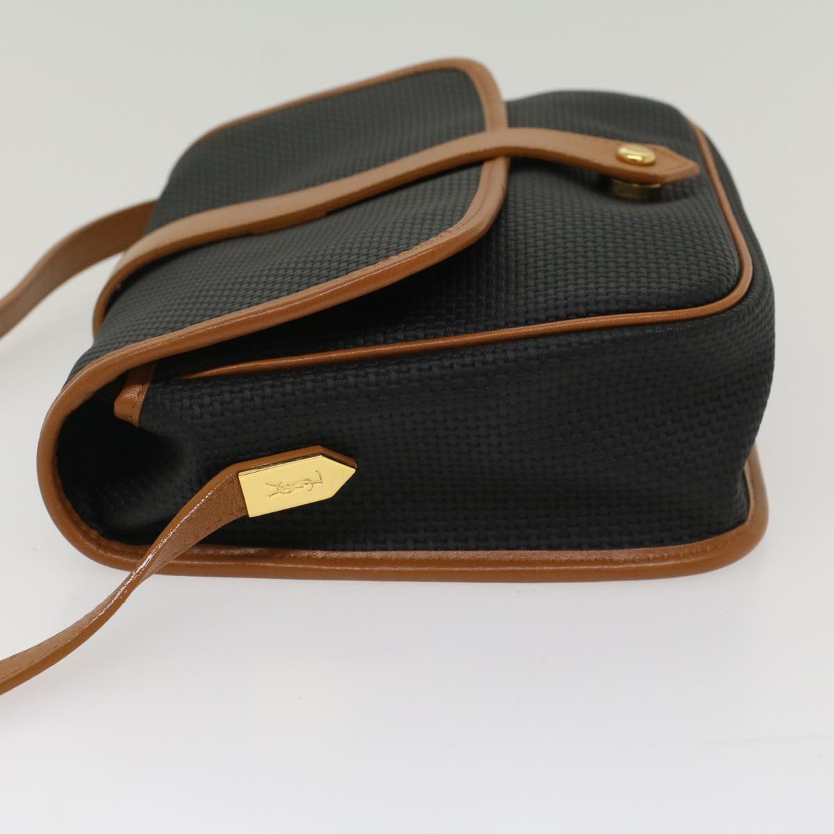 SAINT LAURENT Shoulder Bag PVC Leather Black Auth am4843