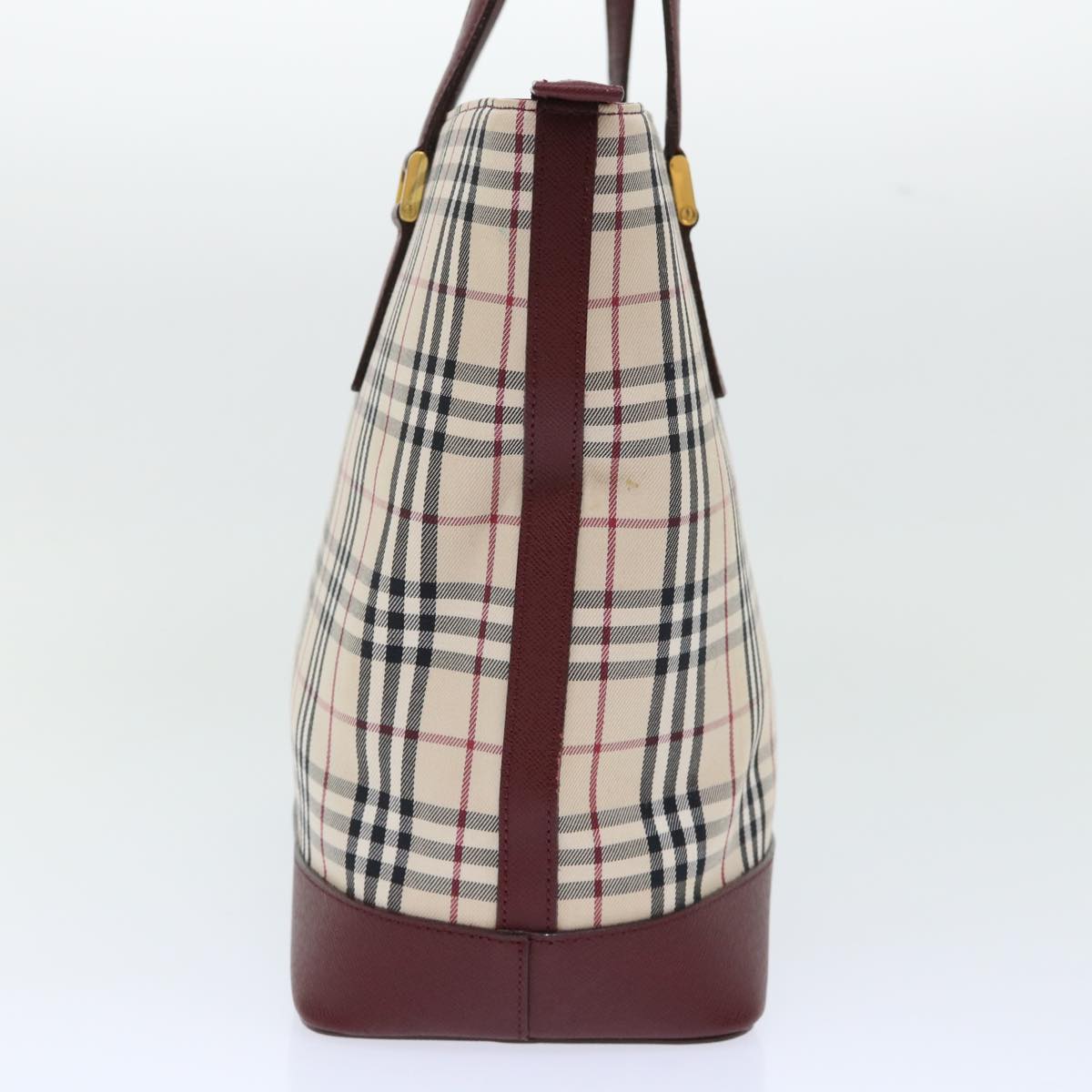 BURBERRY Nova Check Tote Bag Canvas Leather Beige Wine Red black Auth am4848