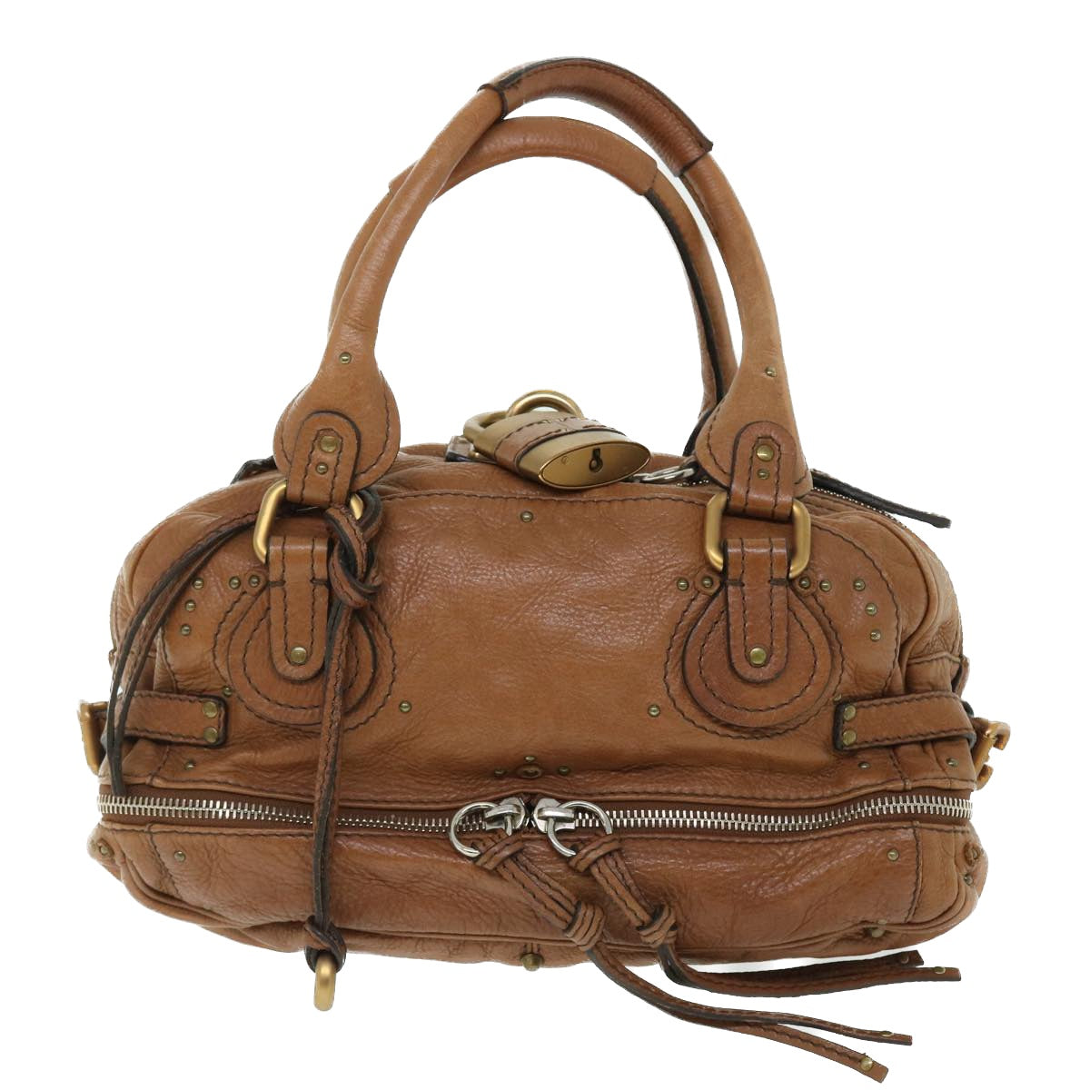 Chloe Paddington Hand Bag Leather Brown 04-06-53 Auth am4849