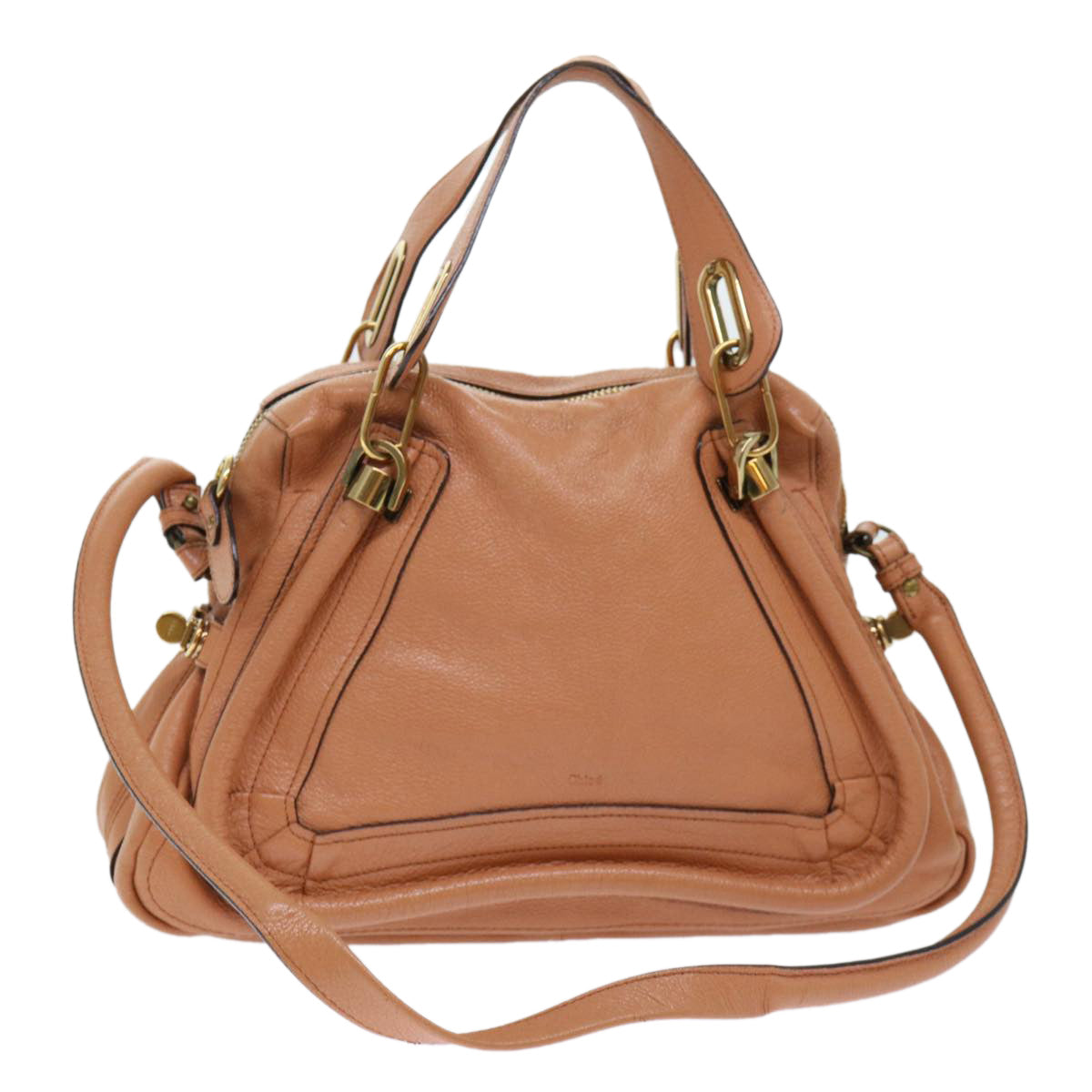 Chloe Paraty Hand Bag Leather 2way Brown 02-11-50 Auth am4850