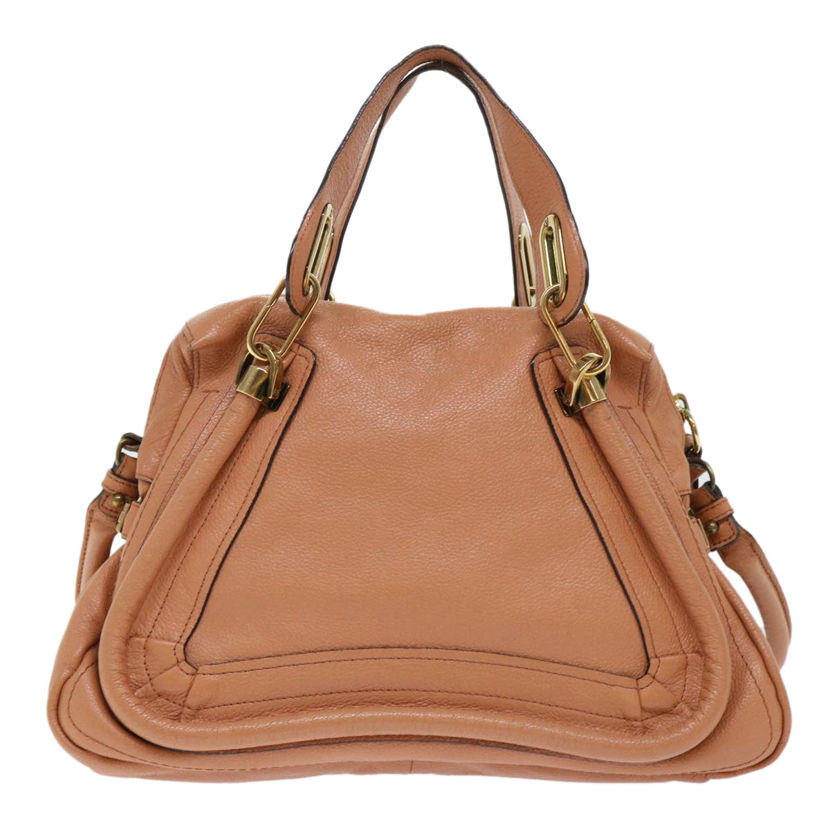 Chloe Paraty Hand Bag Leather 2way Brown 02-11-50 Auth am4850