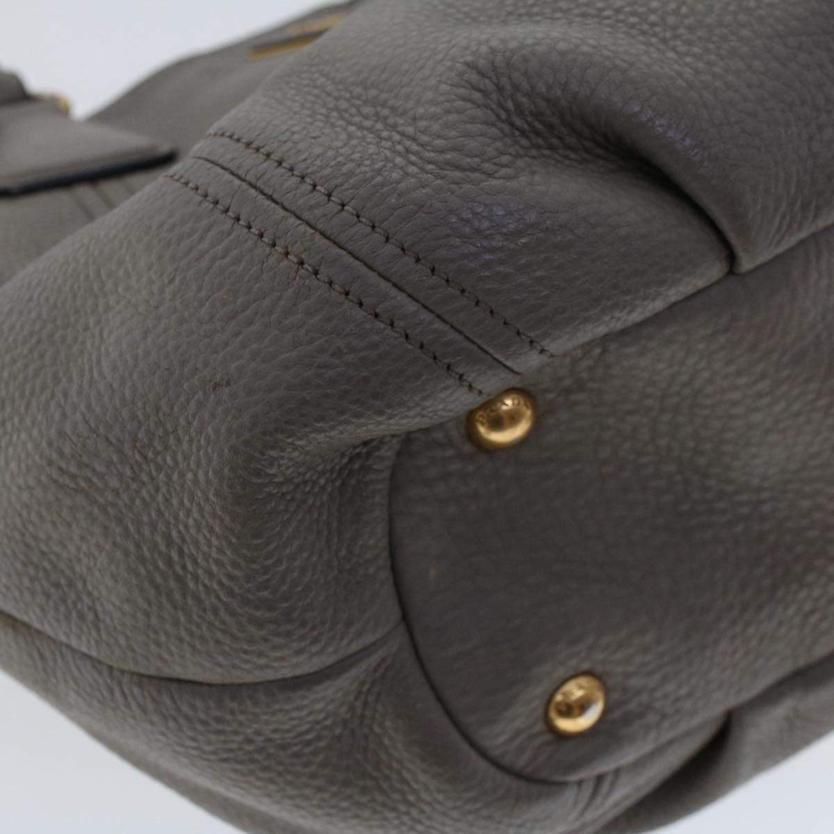 PRADA Tote Bag Leather 2way Gray Auth am4851